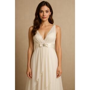 Betsy & Adam White Embellished Gown - Size 14